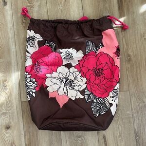 Vera Bradley Laundry Drawstring Bag Tote - Mocha Rouge